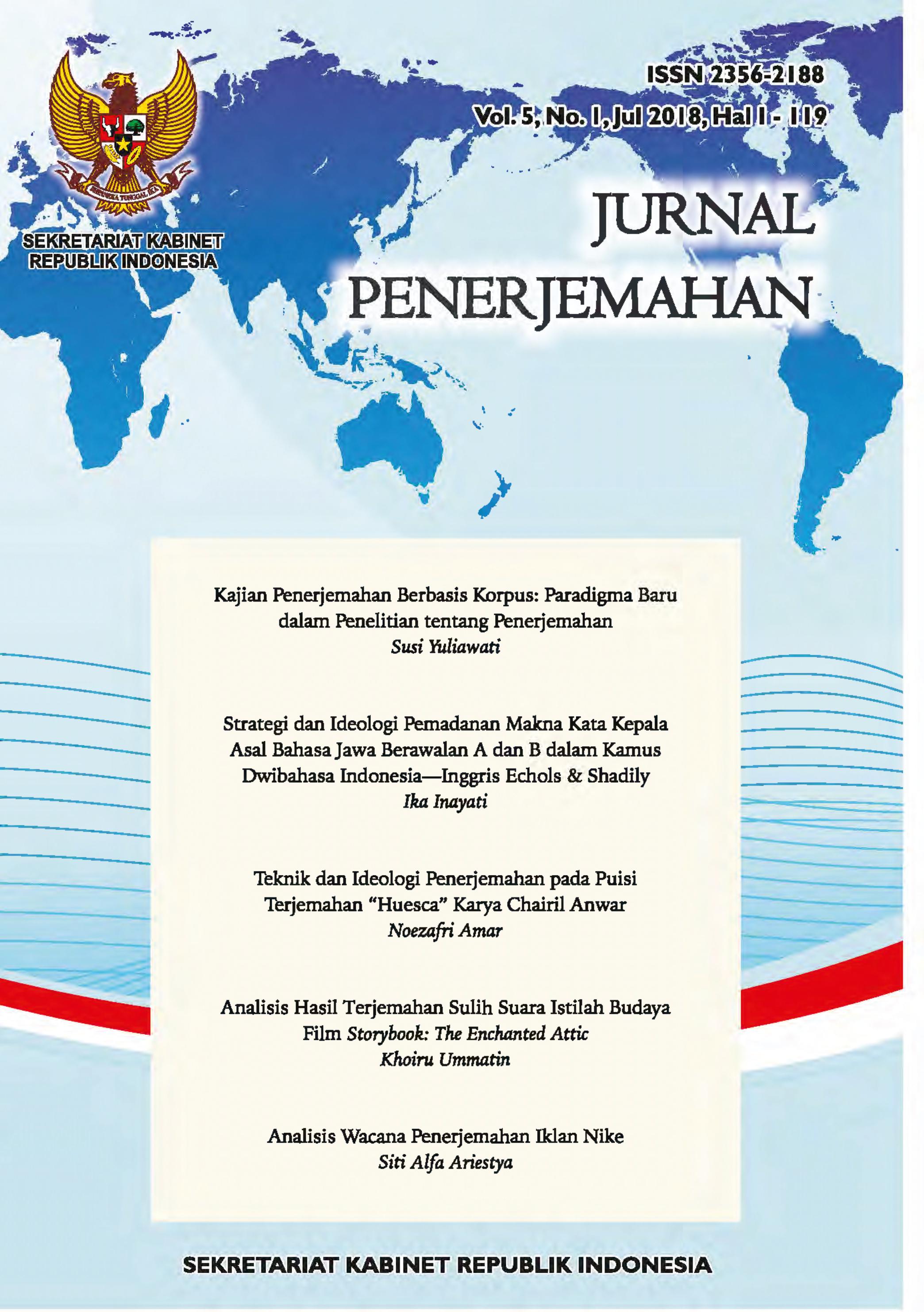 					View Vol. 5 No. 1 (2018): Jurnal Penerjemahan
				